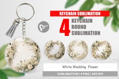 Keychain White Wedding Flower Product Image 1