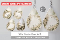 Earring Teardrop White Wedding Flower Product Image 1