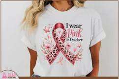 I wear Pink in October png, Boho Breast Cancer Awareness png Product Image 1