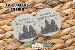 White Christmas Sublimation Coaster Design | Car Coaster PNG Product Image 1