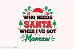 Funny Christmas Mamaw Kid SVG T-shirt Design Product Image 1