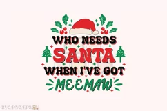 Funny Christmas Meemaw Kid SVG T-shirt Design Product Image 1