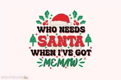 Funny Christmas Memaw Kid SVG T-shirt Design Product Image 1