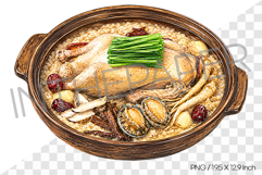 Whole Duck Soup PNG Watercolor Clipart korean food Product Image 1