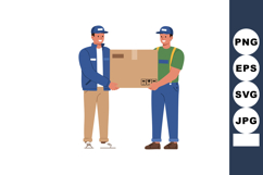 Two men carrying cardboard box teamwork delivery service shi Product Image 1