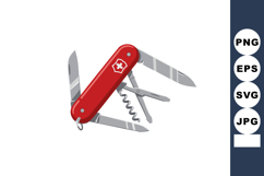 Swiss Army Knife with Multiple Open Blades and Tools Vector Product Image 1