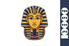 Ancient Egyptian Pharaoh Mask with Gold and Blue Stripes Vec Product Image 1