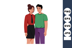 Young couple embracing standing together casual clothing vec Product Image 1
