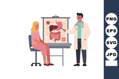 Doctor explaining human digestive system anatomy to female p Product Image 1