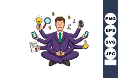 Multitasking businessman with multiple arms holding business Product Image 1