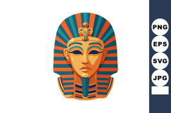 Ancient Egyptian Pharaoh Mask Vector Illustration in Blue an Product Image 1