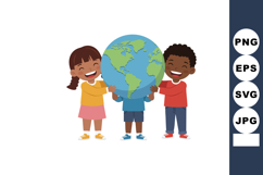 Children holding globe Earth together promoting unity and en Product Image 1