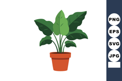 Green leafy houseplant in terracotta pot vector illustration Product Image 1