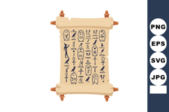 Ancient Egyptian Hieroglyphs Scroll Illustration with Symbol Product Image 1