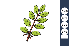 Green branch with leaves vector illustration natural plant b Product Image 1