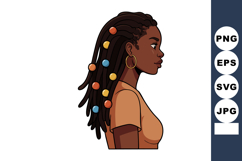 Woman with dreadlocks decorated with colorful beads side pro Product Image 1