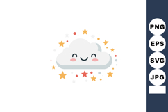 Smiling cloud with colorful stars and dots vector illustrati Product Image 1