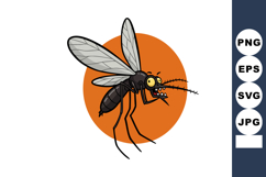 Mosquito flying insect with transparent wings and orange bac Product Image 1