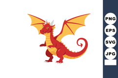 Red and yellow dragon with wings fantasy creature vector ill Product Image 1
