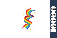 Rainbow spiral ribbon with stars colorful vibrant vector ill Product Image 1