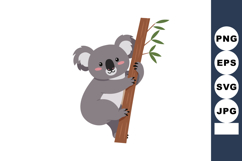 Koala climbing eucalyptus tree cute animal vector illustrati Product Image 1