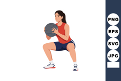 Woman Exercising with Medicine Ball in Athletic Wear for Fit Product Image 1
