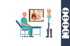 Doctor explaining digestive system health to patient in medi Product Image 1