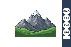 Mountain landscape with green hills and snow capped peaks ve Product Image 1