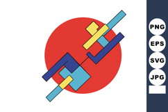 Abstract geometric shapes with red circle blue and yellow re Product Image 1