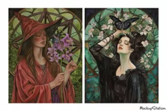 Vintage Wiccan Portraits for Scrapbook, Junk Journal Pages Product Image 3