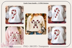 Knit &amp; Rhinestone Candy Cane PNG Bundle Product Image 1