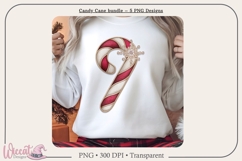Knit &amp; Rhinestone Candy Cane PNG Bundle Product Image 9