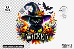 wicked clipart, black cat PNG, witch hat PNG, Halloween sublimation, spooky cat art, jack-o-lantern PNG, Halloween sticker design, watercolor Halloween art, print on demand Halloween, Halloween t-shirt design, pumpkin PNG, DIY Halloween crafts, Halloween 