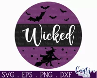 Farmhouse Halloween Round Sign, Wicked Svg Door Hanger File Product Image 2