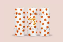 Wicked Cute Halloween skinny tumbler sublimation wrap with high resolution 300 DPI and transparant background perfect for 20oz and 30oz skinny tumbler