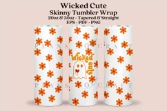 Wicked Cute Halloween skinny tumbler sublimation wrap with high resolution 300 DPI and transparant background perfect for 20oz and 30oz skinny tumbler