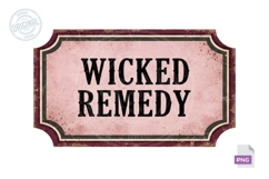 Wicked Remedy Vintage Halloween Apothecary Label PNG Art Product Image 1