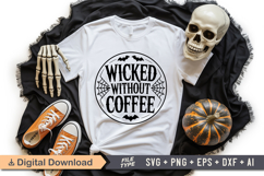 Wicked Without Coffee SVG File | Halloween Round Sign SVG Product Image 4