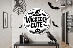 Wickedly Cute SVG File | Halloween Round Sign SVG Product Image 2