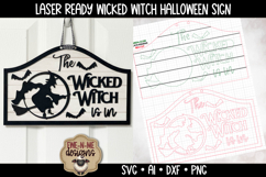 Wicked Witch with Bats Halloween Door Sign| Laser Cut SVG Product Image 2