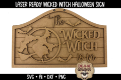 Wicked Witch with Bats Halloween Door Sign| Laser Cut SVG Product Image 3