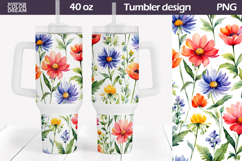 Watercolor Floral Tumbler 40 Oz | Wildflowers Tumbler 40 Oz Product Image 1