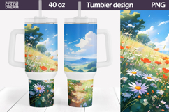 Watercolor Floral Tumbler 40 Oz | Wildflowers Tumbler 40 Oz Product Image 1