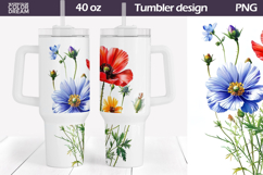 Watercolor Floral Tumbler 40 Oz | Wildflowers Tumbler 40 Oz Product Image 1