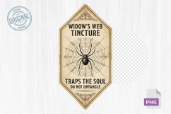 Widow's Web Tincture Vintage Halloween Label PNG Design Product Image 1