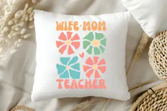 Wife Mom Teacher SVG | Boho Teacher SVG | Teacher Floral PNG Product Image 4