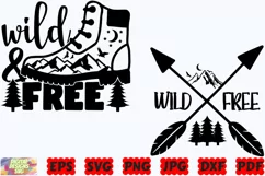 Wild And Free SVG | Travel SVG | Adventure SVG |Mountain SVG Product Image 2