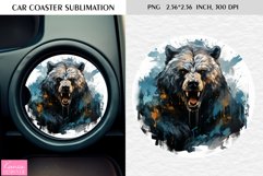 Watercolor Roaring Wild Animal |Car Coaster Sublimation|Bear Product Image 1