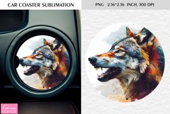 Watercolor Wild Animal|Car Coaster Sublimation|Wolf Product Image 1
