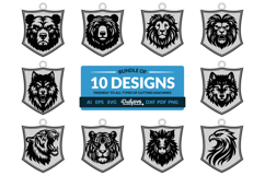 Wild Animal Keychain Laser Cut SVG Product Image 1
